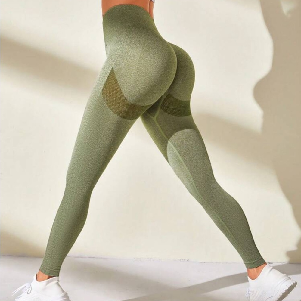 Shein Olive Green Seamless Butt Lifting Leggings